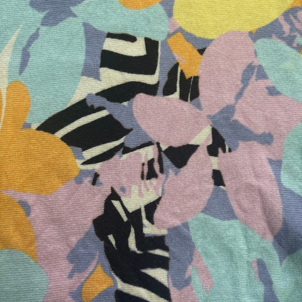 Joseph A. Whimsical Maximalist Artsy Floral Zebra Print Knit Top Short Sleeve L - Picture 3 of 10